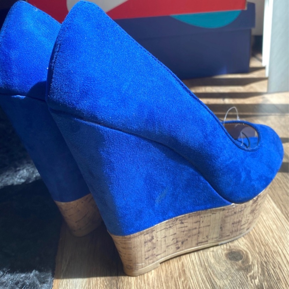Royal Blue Suede Wedges